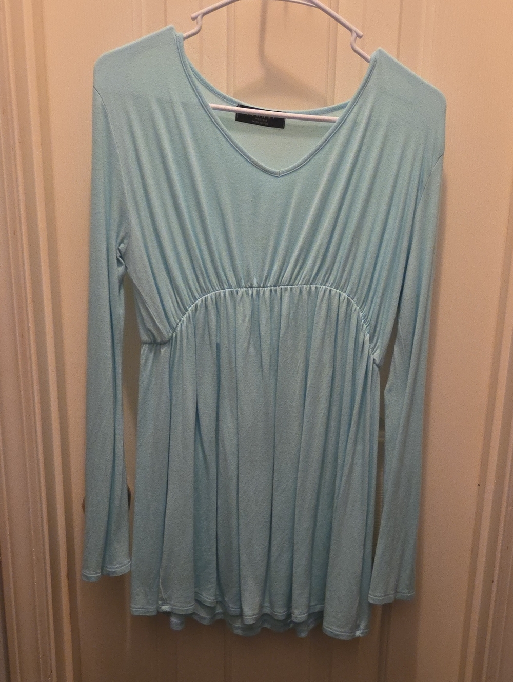 Light Blue Long-Sleeve Empire Waist Women’s Top